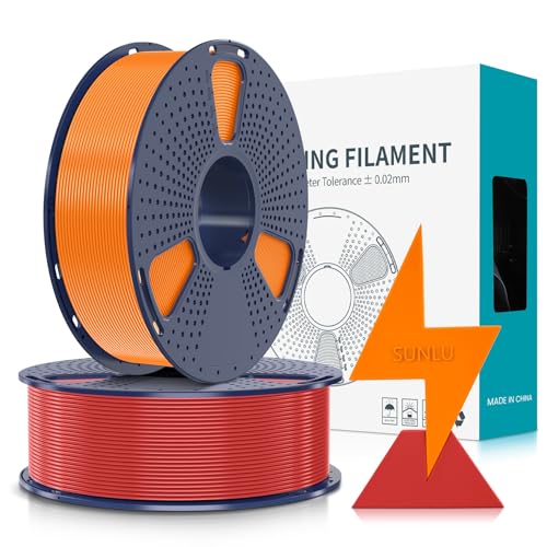 SUNLU PLA Filament Schnell Drucken 1.75mm, 3D Drucker PLA Filament mit Hoher Fließfähigkeit, Entwickelt für schnelles 3D Drucken, Rapid HS-PLA, Maßgenauigkeit +/- 0.02mm, 2KG Rot+orange von SUNLU