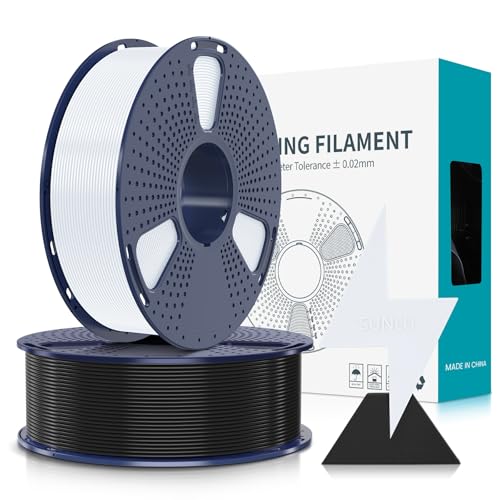 SUNLU PLA Filament Schnell Drucken 1.75mm, 3D Drucker PLA Filament mit Hoher Fließfähigkeit, Entwickelt für schnelles 3D Drucken, Rapid HS-PLA, Maßgenauigkeit +/- 0.02mm, 2KG Schwarz+weiß von SUNLU