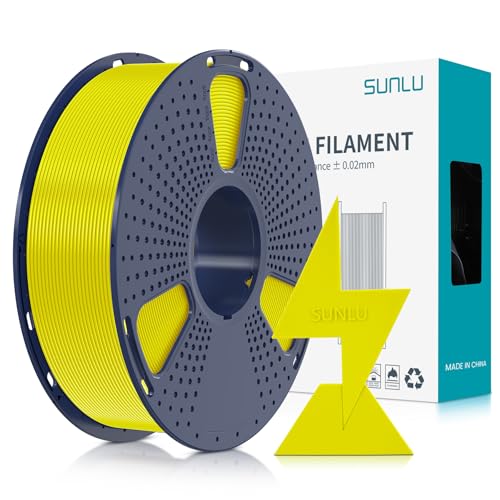 SUNLU 3D Drucker Filament 1.75mm, Hochgeschwindigkeits-PLA, 1KG Spule Gelb, Maßgenauigkeit +/- 0.02mm von SUNLU