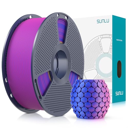 SUNLU Zweifarbiges Matte PLA Filament 1.75mm, Matte 3D Drucker Filament PLA mit 2 Farben Gradient, Maßhaltigkeit +/- 0.02mm, PLA Filament 1kg Spule (Blau Rot​​) von SUNLU
