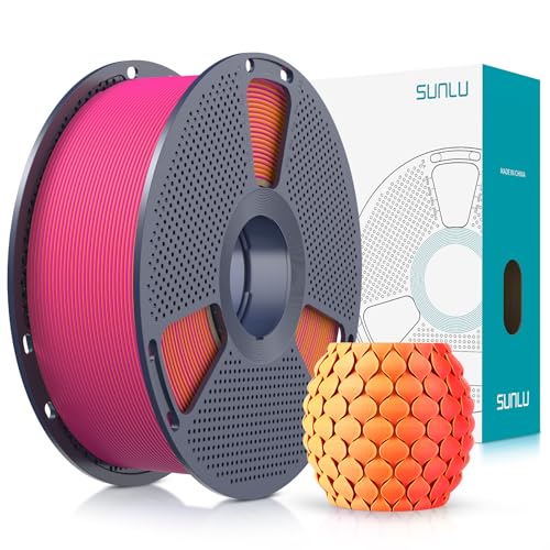 SUNLU Zweifarbiges Matte PLA Filament 1.75mm, Matte 3D Drucker Filament PLA mit 2 Farben Gradient, Maßhaltigkeit +/- 0.02mm, PLA Filament 1kg Spule (Orange Rot) von SUNLU