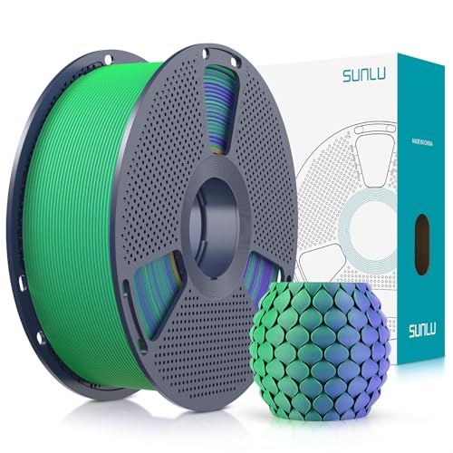 SUNLU Zweifarbiges Matte PLA Filament 1.75mm, Matte 3D Drucker Filament PLA mit 2 Farben Gradient, Maßhaltigkeit +/- 0.02mm, PLA Filament 1kg Spule (Violett Grün) von SUNLU
