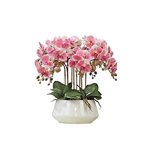 Künstliche Pflanzen, künstliche Blumentöpfe, realistische Phalaenopsis-Orchideen, Keramiktöpfe, Heimdekoration, Wohnzimmer, Büro, Schlafzimmer, Badezimmer, Küche, Esszimmer, 17,1/18,1 Zoll Höhe, künst von SUNMME