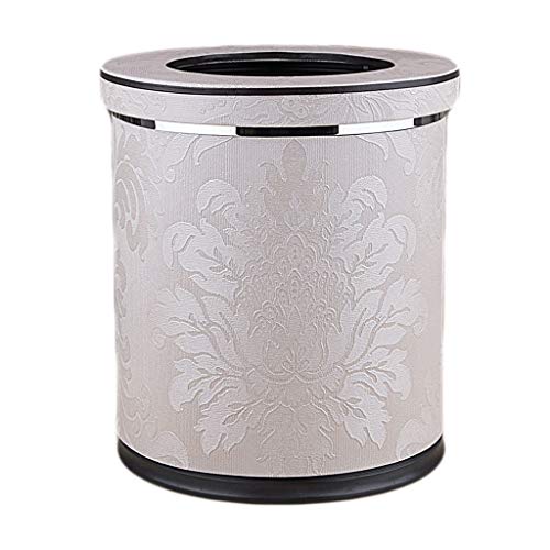 Mülleimer aus Pu-Leder mit Deckel, Papierkorb, herausnehmbarer Inneneimer für Hotel, Schlafzimmer, Badezimmer, Wohnzimmer usw. (Farbe: Weißer Marmor) (neoklassisch, Einheitsgröße) von SUNMME