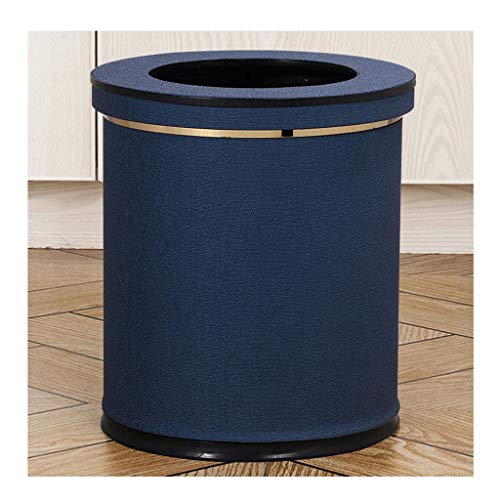 Mülleimer aus Pu-Leder mit Deckel, Papierkorb, herausnehmbarer Inneneimer für Hotel, Schlafzimmer, Badezimmer, Wohnzimmer usw. (Farbe: Weißmarmor) (Blauw LinenGold, Einheitsgröße) von SUNMME