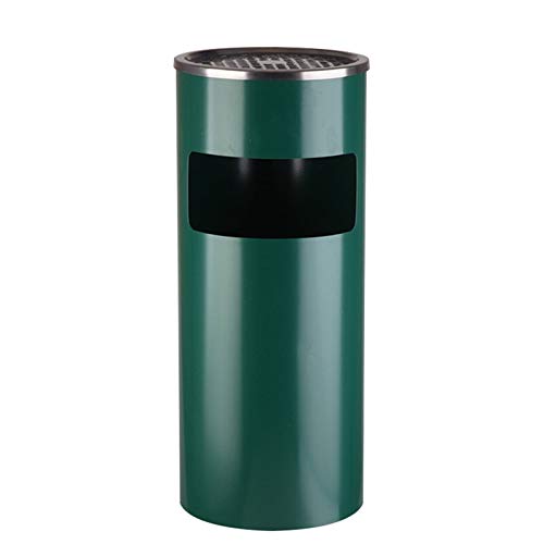 Mülleimer für drinnen und draußen, rund, aus Edelstahl, mit integrierten Abfalleimern, groß, für Hotels und Gewerbe, vertikaler Abfallbehälter, 8 l Recyclingbehälter (Farbe: Silber) (Grün, Einheitsgrö von SUNMME