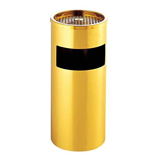 Mülleimer für drinnen und draußen, rund, aus Edelstahl, mit integrierten Abziehbehältern, großer vertikaler Abfallbehälter für Hotels und Gewerbe, 8 l Recyclingbehälter (Farbe: Silber) (Gold, Einheits von SUNMME