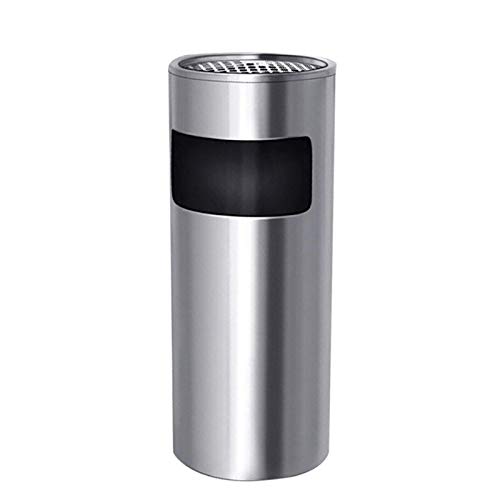 Mülleimer für drinnen und draußen, rund, aus Edelstahl, mit integrierten Abziehbehältern, großer vertikaler Abfallbehälter für Hotels und Gewerbe, 8 l Recyclingbehälter (Farbe: Silber) (Silber, Einhei von SUNMME