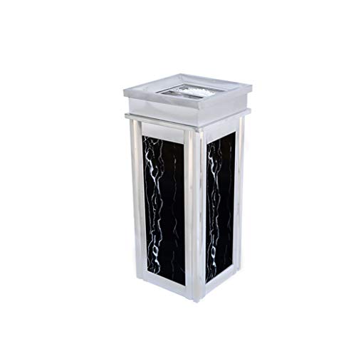 Mülleimer mit Asche, mikrokristalliner Steinplatte, Abfalleimer, Müll-Innenbehälter für draußen oder drinnen, zwei Stile (Farbe: Titan, Betis-Größe, seitlicher Deckel) (silber/schwarz, Wurzeloberteil von SUNMME
