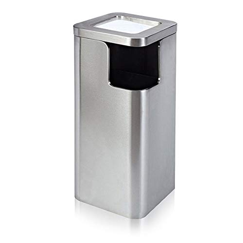 Quadratischer Mülleimer, 10 l, kreative abgerundete Ecken, gebürsteter Edelstahl, mit Öffnung für Hotelaufzug, Ascheeimer, Abfallbehälter, Recyclingbehälter (Farbe: Gold) (Silber, Einheitsgröße) von SUNMME