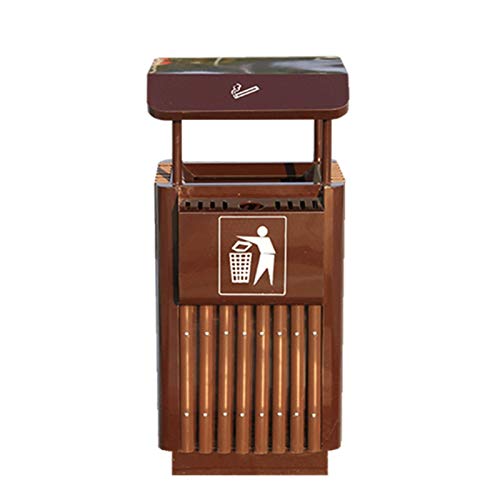 SUNMME 12-Liter-Mülleimer für den Außenbereich, quadratische Mülleimer aus Metall und Stahl/Holz, Edelstahl mit Innenbox aus Eisen, herausnehmbarer Müllcontainer aus Holz, Recyclingbehälter von SUNMME