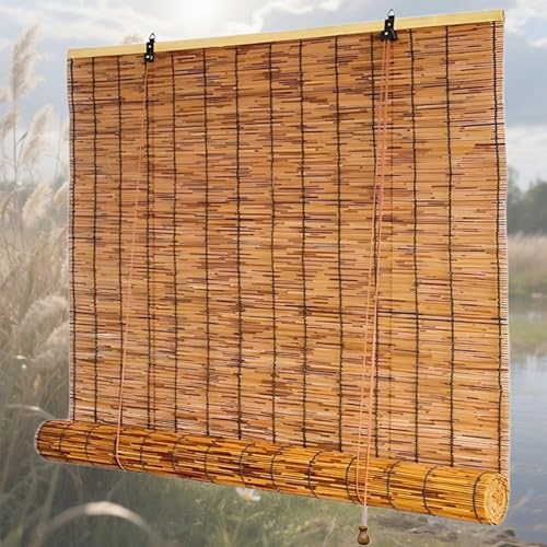 SUNMME Bambus Rollo Aussenbereich Bambusrollo Jalousine Terrasse Raffrollos für Fenster Türen Wetterfest Jalousien Innen Nach Maß Sichtschutz Sonnenschut Breite 40~180cm Höhe 40~300cm von SUNMME