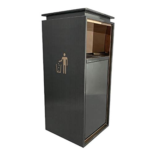 SUNMME Edelstahl-Mülleimer für drinnen und draußen, hochwertige vertikale Büro-Papierkörbe, Müllcontainer, Recyclingbehälter (Farbe: Schwarz) (Schwarz, Einheitsgröße) von SUNMME