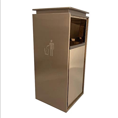 SUNMME Edelstahl-Mülleimer für drinnen und draußen, hochwertige vertikale Mülleimer für Büro-Altpapier, Müllcontainer, Recyclingbehälter (Farbe: Schwarz) (Braun, Einheitsgröße) von SUNMME