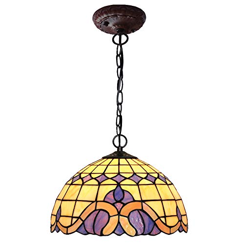 SUNMME Hängelampe 12 Zoll Buntglas Lampenschirm Kronleuchter Deckenleuchter Dekorieren Esszimmer Wohnzimmer Schlafzimmer von SUNMME