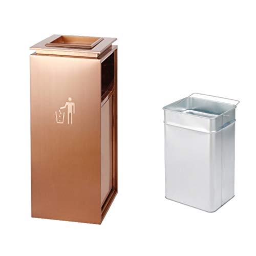 SUNMME Mülleimer für den Außenbereich mit innerer Eimerschiene, großer Mülleimer aus Edelstahl, Abfalleimer, Recyclinghalter, Rose Gold von SUNMME
