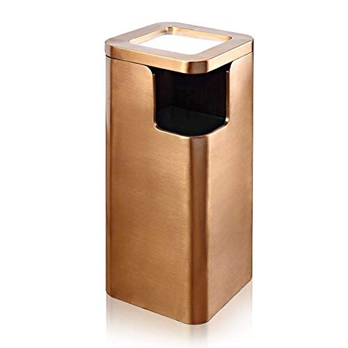 SUNMME Quadratischer Mülleimer, 10 l, kreative abgerundete Ecken, gebürsteter Edelstahl, mit Öffnung für Hotelaufzug, Ascheeimer, Abfallbehälter, Recyclingbehälter (Farbe: Gold) (Gold, Einheitsgröße) von SUNMME
