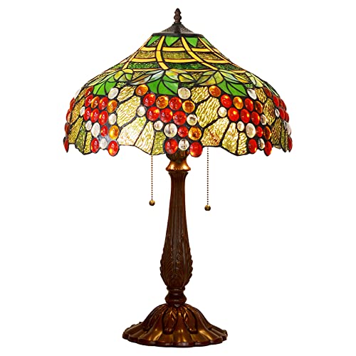 SUNMME Tischlampe Traube 18-Zoll-Esszimmer Schlafzimmer Arbeitszimmer Retro Kristallglas Lampenschirm Dekorative Innenbeleuchtung Legierungssockel von SUNMME