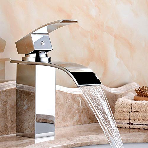 Wasserhahn - Wasserfall-Waschtischarmatur, heißes und kaltes Kupferbadezimmer, erhöhtes Waschbecken, Handwaschbecken, Badezimmerschrank, Persönlichkeit, Mode von SUNMME