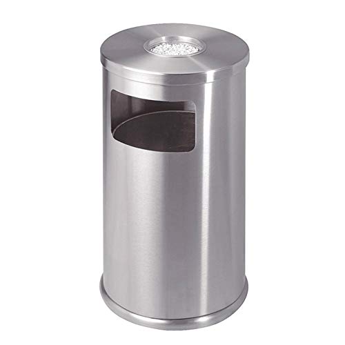 Zylindrischer Mülleimer aus Edelstahl für den Innen- und Außenbereich mit Hohlraum in der Mülltonne von Einkaufszentren und Hotellobbys, Müllaufbewahrungsbox, Abfallrecycling (Farbe: Grün) (Silber, Ei von SUNMME