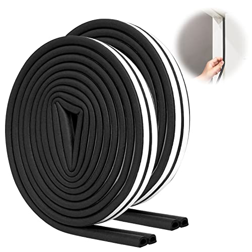 SUNMON Dichtungsband Selbstklebend für Türen Fenster, D-Profil Türdichtung Fensterdichtung Schwarz Gummidichtung aus EPDM für Türrahmen Fensterrahmen (2 Rollen 4 Streifen je 10 mm x 4M) von SUNMON