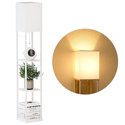 SUNMORY Stehlampe Wohnzimmer,Stehlampe Regal Dimmbar Inklusive 3-Farbtemperatur-LED-Lampe, Stehleuchte Wohnzimmer für Wohnzimmer, Schlafzimmer, Arbeitszimmer und Büro, Stehlampe Regal Weiß von SUNMORY