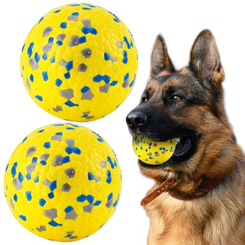 SUNNEKO 2 Stück Unzerstörbarer Hundeball, Tennisbälle Für Hunde, Die Aggressiv Kauen, Sicherer Für Das Maul, Für Große, Mittelgroße, Kleine Welpen, Training Fangen&Werfen, Gelb von SUNNEKO