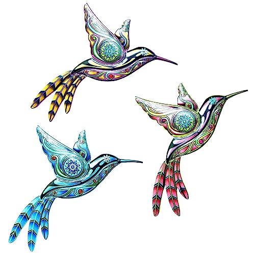 SUNNEKO 3 Stücke Metall Kolibri Wanddeko Wand Deko Kolibri Gartendeko Wohnzimmer Garten Dekoration gartendekoration wanddekoration Skulptur Statuen Home Dekorationen von SUNNEKO