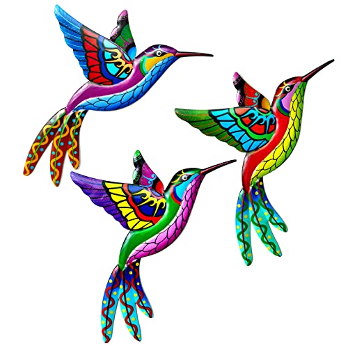 SUNNEKO 3 Stücke Metall Kolibri Wanddeko Wand Deko Kolibri Gartendeko Wohnzimmer Garten Dekoration gartendekoration wanddekoration Skulptur Statuen Home Dekorationen von SUNNEKO