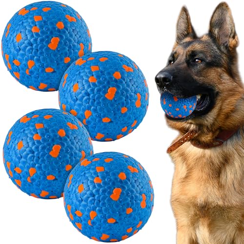 SUNNEKO 4 Stück Unzerstörbarer Hundeball, Tennisbälle Für Hunde, Die Aggressiv Kauen, Sicherer Für Das Maul, Für Große, Mittelgroße, Kleine Welpen, Training Fangen&Werfen, Blau von SUNNEKO