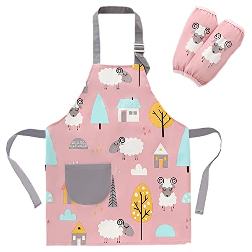 SUNNEKO Kochschürze Kinder Schürzen Kind mit Tasche Wasserdicht Jungen Mädchen Verstellbare Küchenschürze Basteln Bemalen Backen Kochen Malschürze Kunstkittel Arbeitsschürze Painting Bastelschürze von SUNNEKO