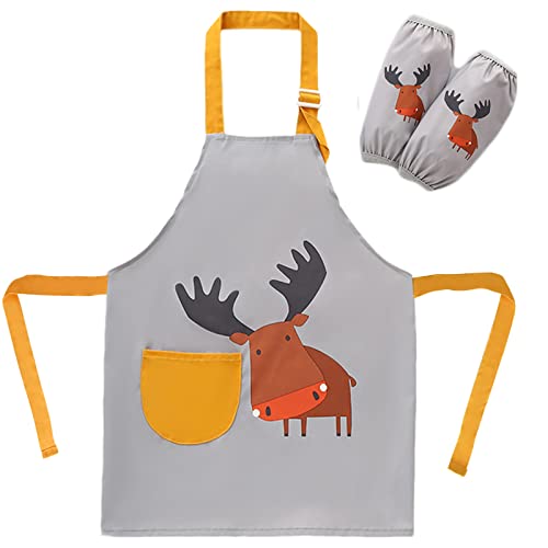 SUNNEKO Kochschürze Kinder Schürzen Kind mit Tasche Wasserdicht Jungen Mädchen Verstellbare Küchenschürze Basteln Bemalen Backen Kochen Malschürze Kunstkittel Arbeitsschürze Painting Bastelschürze von SUNNEKO