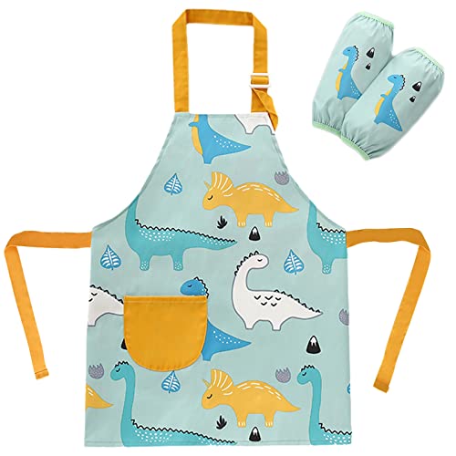 SUNNEKO Kochschürze Kinder Schürzen Kind mit Tasche Wasserdicht Jungen Mädchen Verstellbare Küchenschürze Basteln Bemalen Backen Kochen Malschürze Kunstkittel Arbeitsschürze Painting Bastelschürze von SUNNEKO