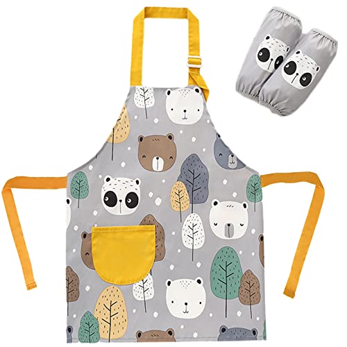 SUNNEKO Kochschürze Kinder Schürzen Kind mit Tasche Wasserdicht Jungen Mädchen Verstellbare Küchenschürze Basteln Bemalen Backen Kochen Malschürze Kunstkittel Arbeitsschürze Painting Bastelschürze von SUNNEKO