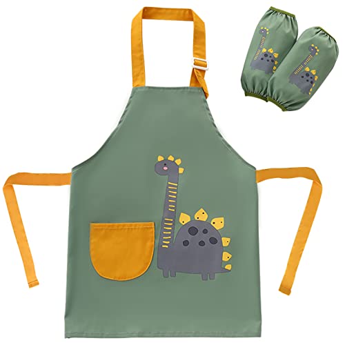 SUNNEKO Kochschürze Kinder Schürzen Kind mit Tasche Wasserdicht Jungen Mädchen Verstellbare Küchenschürze Basteln Bemalen Backen Kochen Malschürze Kunstkittel Arbeitsschürze Painting Bastelschürze von SUNNEKO
