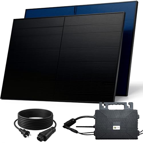 SUNNIVA® 1000W Balkonkraftwerk BIFAZIAL FULLBLACK komplett Steckdose ASTRO-E 800W Wechselrichter, PV Solaranlage, 2x 500W Glas-Glas Solarmodule, inkl. 5m Kabel, Bluetooth WIFI, Komplettset von SUNNIVA