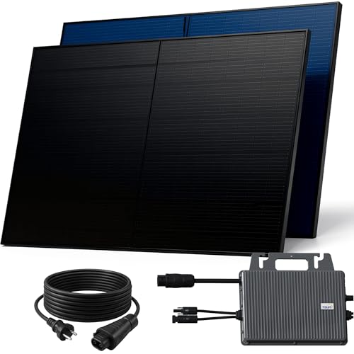 SUNNIVA® 1000W Balkonkraftwerk BIFAZIAL FULLBLACK komplett Steckdose TSUN 800W Wechselrichter, PV Solaranlage, 2x 500W Glas-Glas Solarmodule, inkl. 5m Kabel, Bluetooth WIFI, Komplettset von SUNNIVA