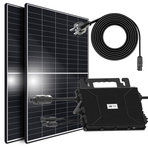 SUNNIVA 850W Balkonkraftwerk 800W komplett Steckdose - Astro-Energy 800W Micro Wechselrichter - PV Solaranlage Komplettset - 2x 425W (850W) Solarmodule - inkl. 5m Kabel - Bluetooth, WIFI von SUNNIVA