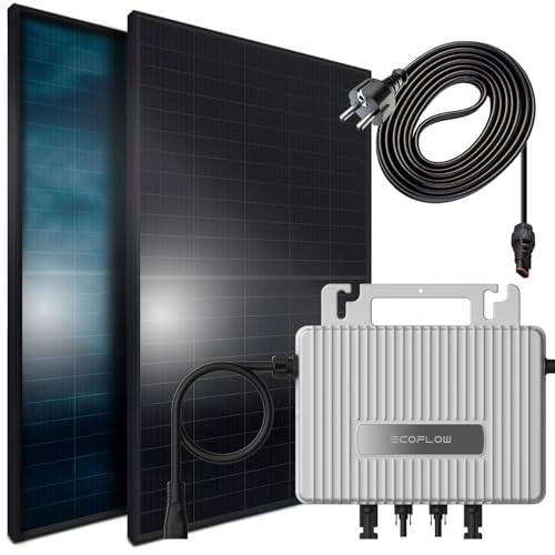 SUNNIVA 1196W Balkonkraftwerk 800W komplett Steckdose, Ecoflow Stream 800W Wechselrichter, PV Solaranlage Komplettset, 2x 460W BIFAZIAL, FULL BLACK, Glas-Glas Solarmodule, inkl.5m Kabel, Bluetooth von SUNNIVA