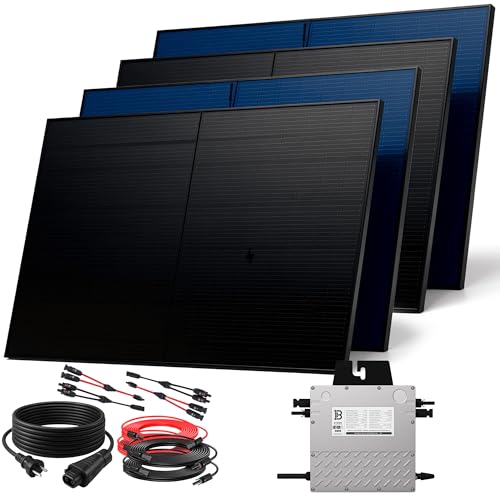 SUNNIVA 2000W Balkonkraftwerk BIFAZIAL FULLBLACK komplett Steckdose BENY 800W Wechselrichter, PV Solaranlage, 4x 500W Glas-Glas Solarmodule, inkl. 5m Kabel, WIFI, Komplettset von SUNNIVA