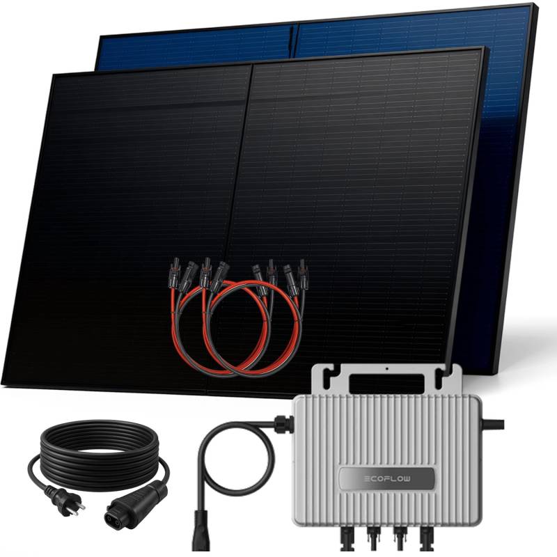 SUNNIVA Balkonkraftwerk 1000 W mit EcoFlow 800 W Wechselrichter inkl.5m Kabel 2x 500 W Solarmodule Bifazial Fullblack Glas-Glas SUNNIVA Balkonkraftwerk 1000 W mit EcoFlow 800 W Wechselrichter inkl.5m Kabel 2x 500 W Solarmodule Bifazial Fullblack Glas-Glas von SUNNIVA