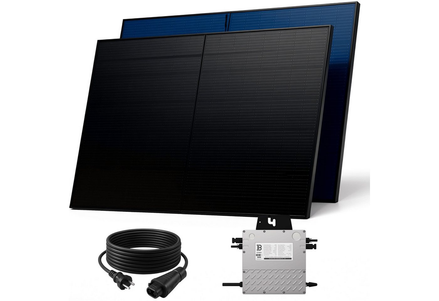 SUNNIVA Balkonkraftwerk 1000W BIFAZIAL FULLBLACK komplett Steckdose, (BENY 800W Wechselrichter, PV Solaranlage, 2x 500W Glas-Glas Solarmodule, inkl. 5m Kabel, WIFI, Komplettset) von SUNNIVA