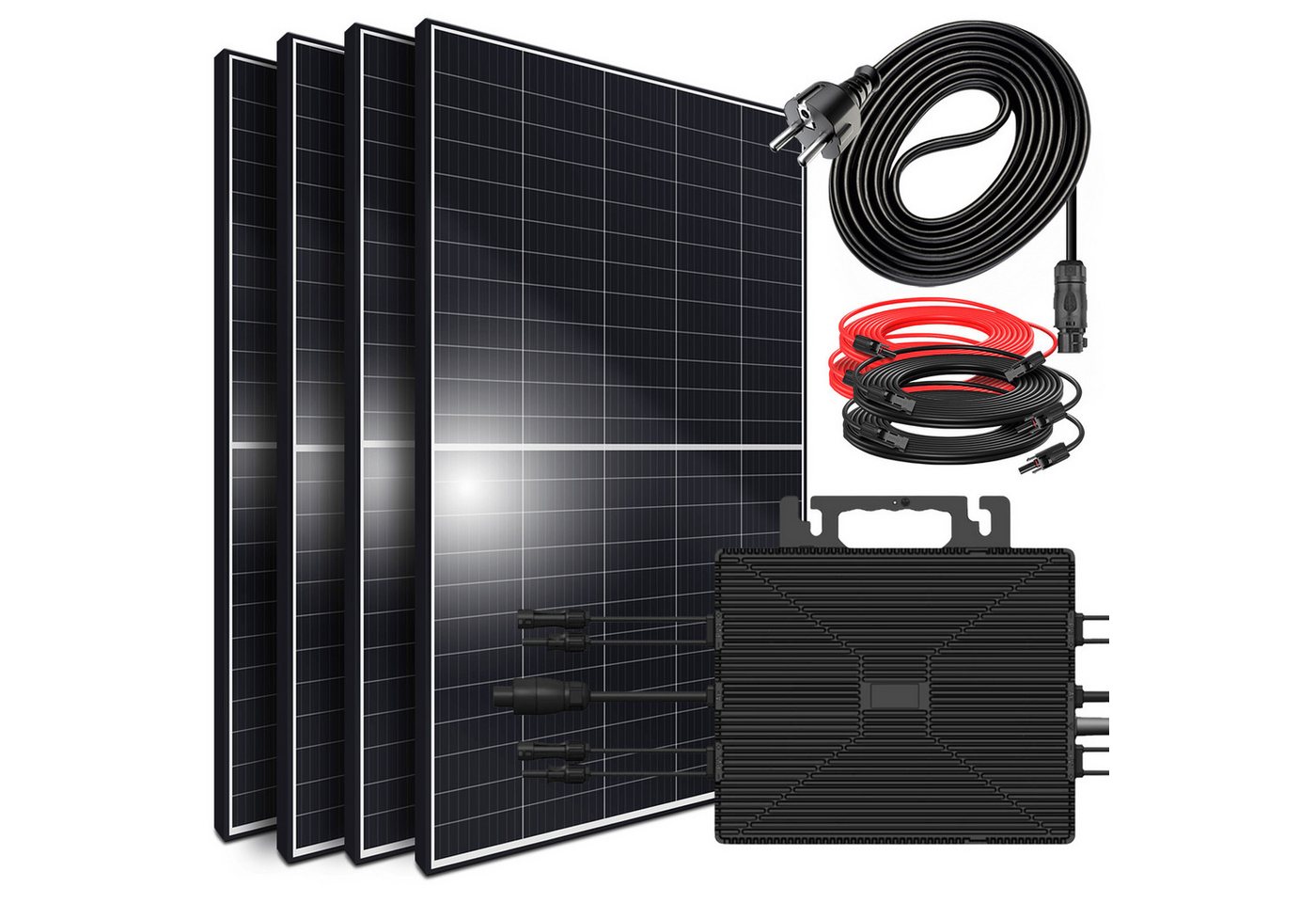 SUNNIVA Balkonkraftwerk 1700W/2000W komplett Steckdose -, (Astro Energy 2000W Micro Wechselrichter - PV Solaranlage Komplettset - 4x 425W (1700W) Solarmodule - inkl. 5m Kabel - Bluetooth, WIFI) von SUNNIVA