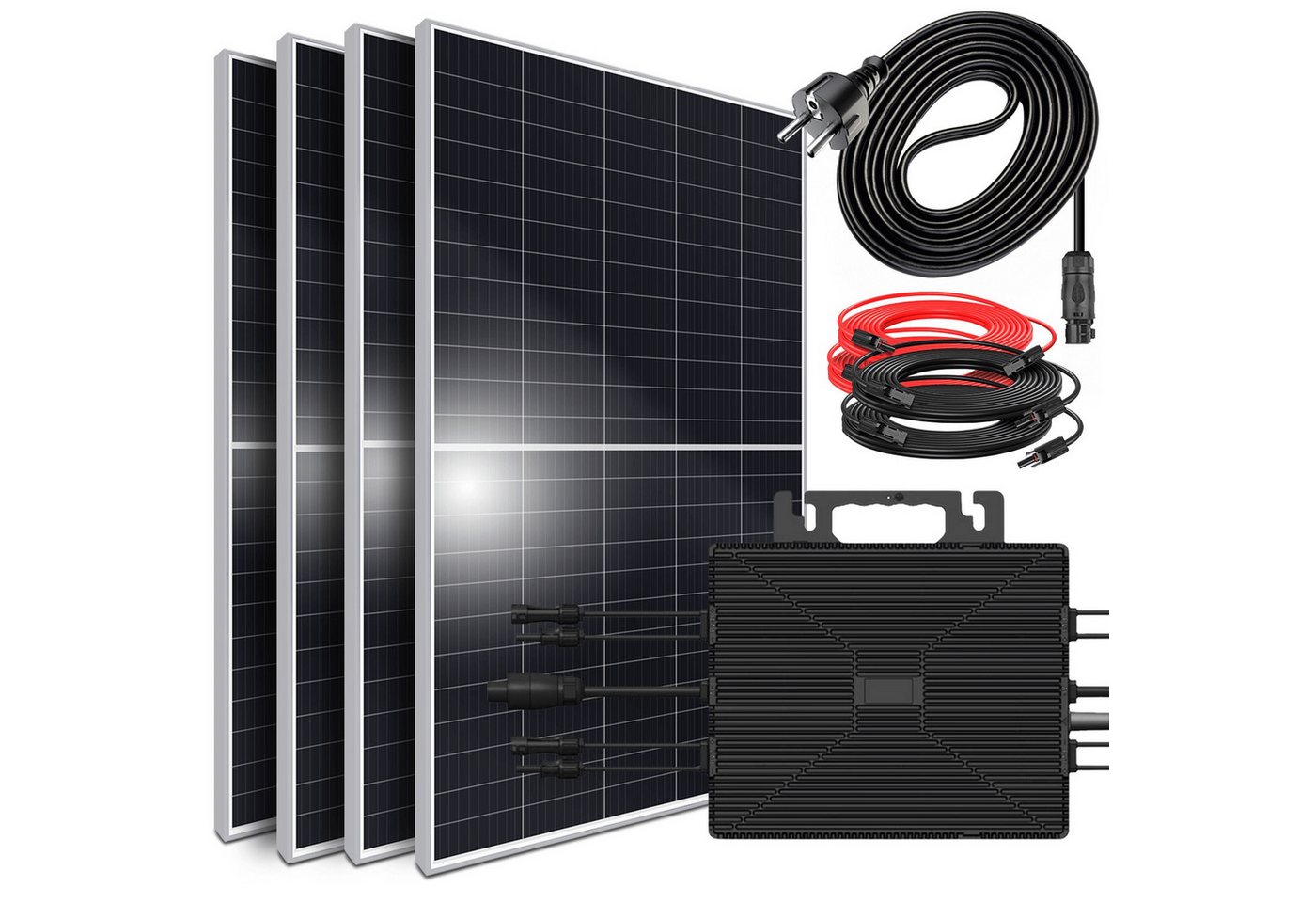 SUNNIVA Balkonkraftwerk 1800W/2000W komplett Steckdose, (Astro Energy 2000W Wechselrichter - PV Solaranlage Komplettset - 4x 450W (1800W) Solarmodule - inkl. 5m Kabel - Bluetooth, WIFI) von SUNNIVA