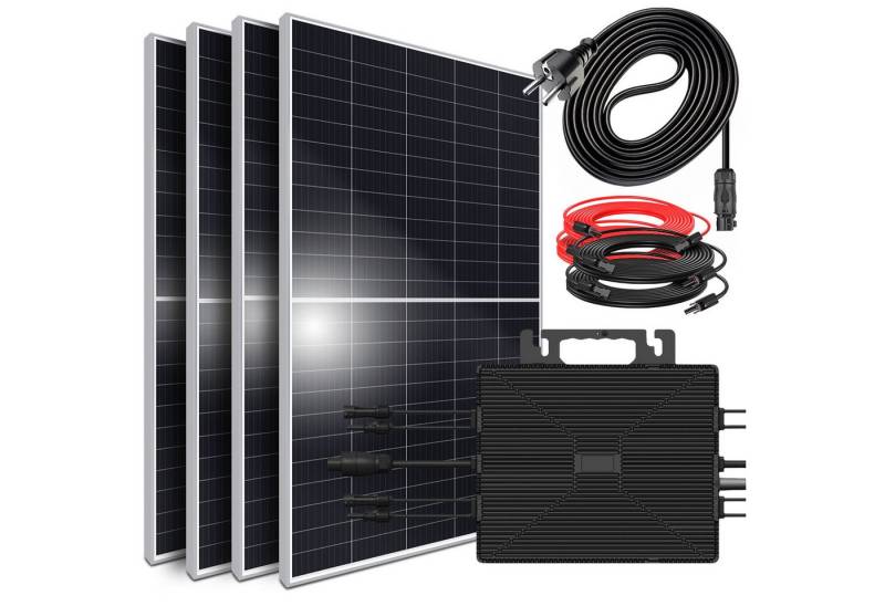 SUNNIVA Balkonkraftwerk 1800W/2000W komplett Steckdose, (Astro Energy 2000W Wechselrichter - PV Solaranlage Komplettset - 4x 450W (1800W) Solarmodule - inkl. 5m Kabel - Bluetooth, WIFI) von SUNNIVA