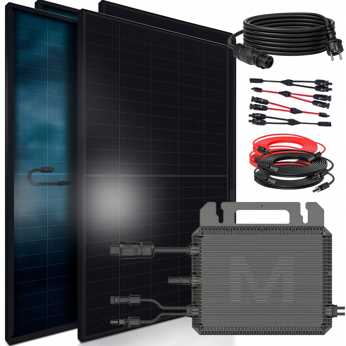SUNNIVA Balkonkraftwerk 1840W BIFAZIAL FULLBLACK, (komplett Steckdose MARSTEK 800Watt Wechselrichter, PV Solaranlage Komplettset, 4x460W N-Type Glas-Glas Bifacial Solarmodule, 5m Kabel, 4x1m Solarkabel) SUNNIVA Balkonkraftwerk 1840W BIFAZIAL FULLBLACK, (komplett Steckdose MARSTEK 800Watt Wechselrichter, PV Solaranlage Komplettset, 4x460W N-Type Glas-Glas Bifacial Solarmodule, 5m Kabel, 4x1m Solarkabel) von SUNNIVA