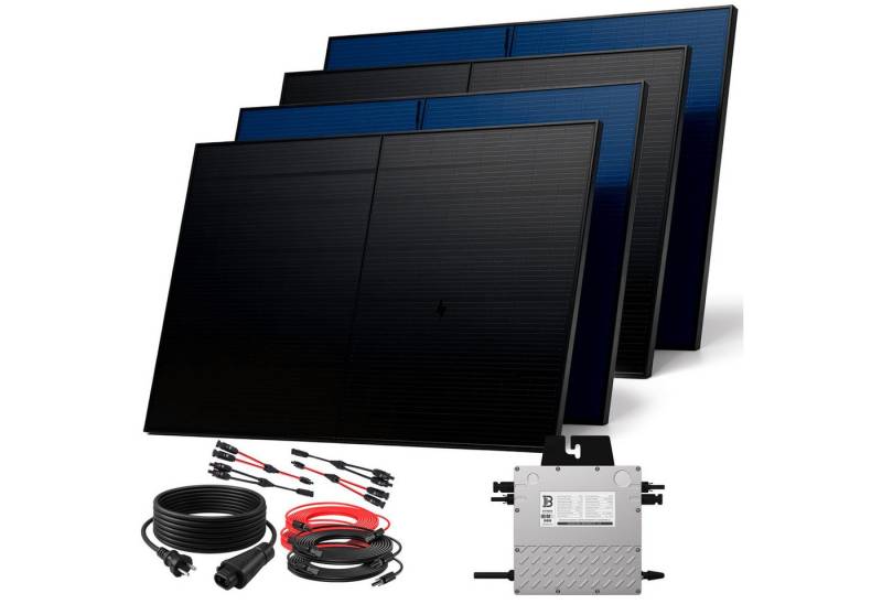 SUNNIVA Balkonkraftwerk 2000W BIFAZIAL FULLBLACK komplett Steckdose, (BENY 800W Wechselrichter, PV Solaranlage, 4x 500W Glas-Glas Solarmodule, inkl. 5m Kabel, WIFI, Komplettset) von SUNNIVA