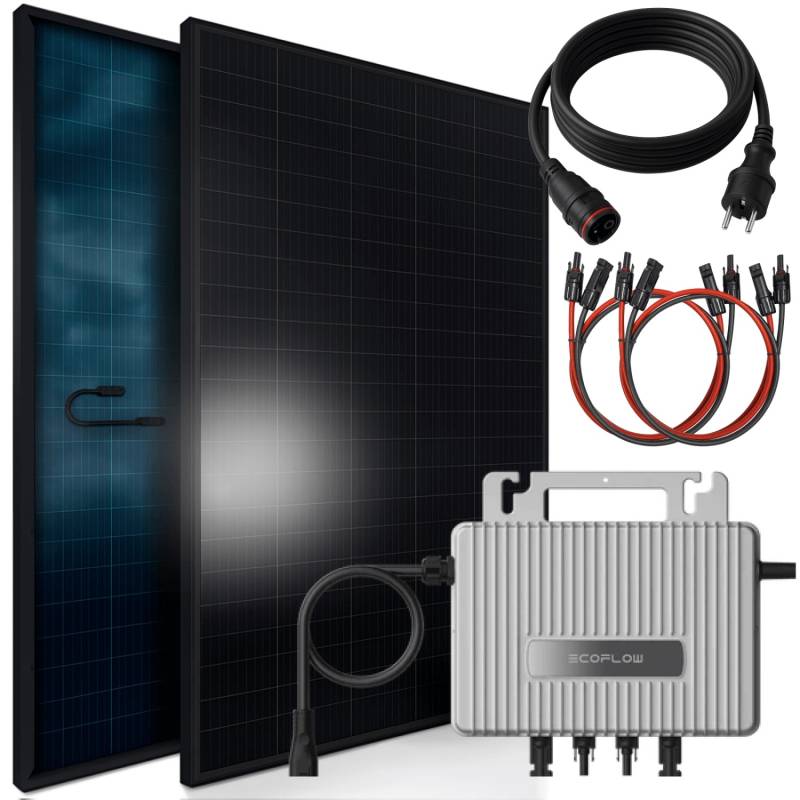 SUNNIVA Balkonkraftwerk 920 W mit EcoFlow 800 W Wechselrichter inkl.5m Kabel 2x 460 W Solarmodule Bifazial Fullblack Glas-Glas SUNNIVA Balkonkraftwerk 920 W mit EcoFlow 800 W Wechselrichter inkl.5m Kabel 2x 460 W Solarmodule Bifazial Fullblack Glas-Glas von SUNNIVA
