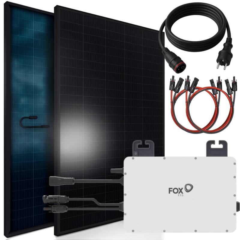 SUNNIVA Balkonkraftwerk 920 W mit Fox ESS 800 W Wechselrichter inkl.5m Kabel 2x 460 W Solarmodule Bifazial Fullblack Glas-Glas SUNNIVA Balkonkraftwerk 920 W mit Fox ESS 800 W Wechselrichter inkl.5m Kabel 2x 460 W Solarmodule Bifazial Fullblack Glas-Glas von SUNNIVA