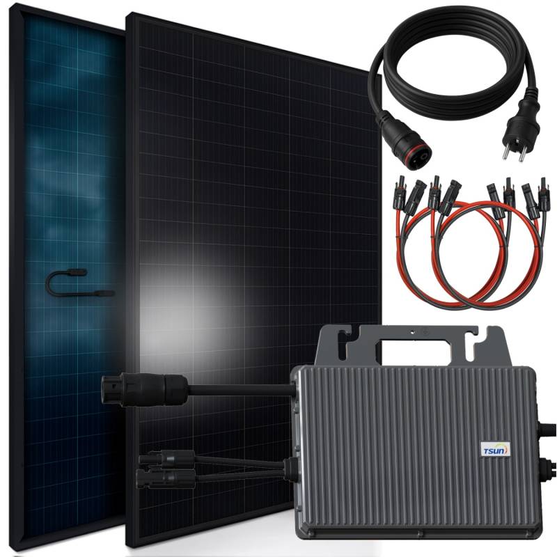 SUNNIVA Balkonkraftwerk 920 W mit TSUN 800 W Wechselrichter inkl.5m Kabel 2x 460 W Solarmodule Bifazial Fullblack Glas-Glas SUNNIVA Balkonkraftwerk 920 W mit TSUN 800 W Wechselrichter inkl.5m Kabel 2x 460 W Solarmodule Bifazial Fullblack Glas-Glas von SUNNIVA